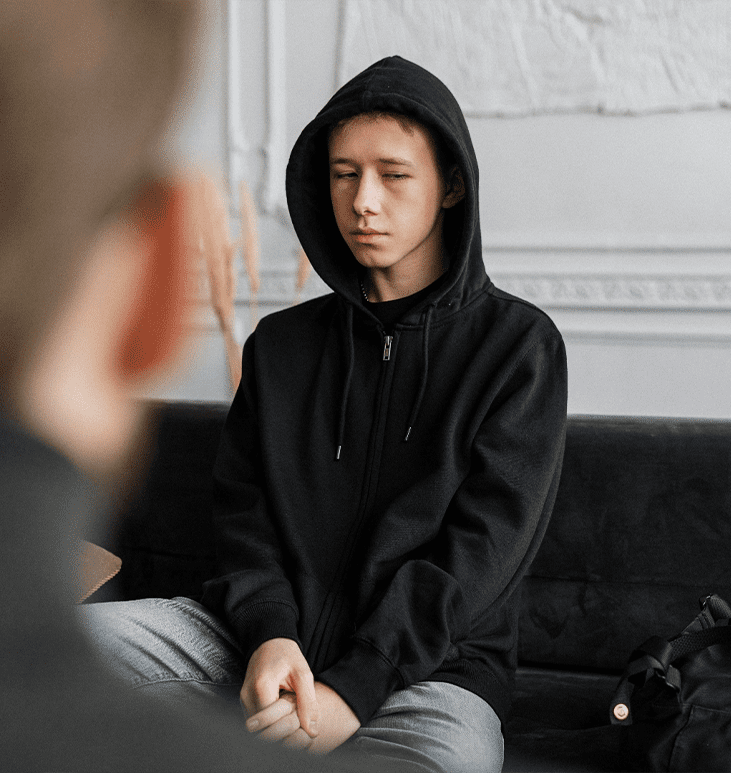 A young man reluctant to speak to a therapist. Integrea Community Mental Health System offers many services for those with mental illnesses.